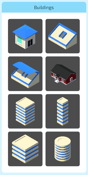 The buildings section of the New Object menu